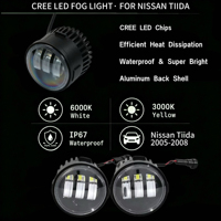 Vente en gros de feux antibrouillard LED à double couleur 20W 9-30V 3000K/6000K pour pare-chocs avant, 26150-ED50A pour Nissan Tiida 2005-2008, remplacement