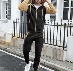 Chándal de algodón 100% para hombre, chaqueta con capucha, conjuntos de pantalones, ropa deportiva de entrenamiento de peso pesado para Otoño Invierno, características de maternidad - Product Image 3