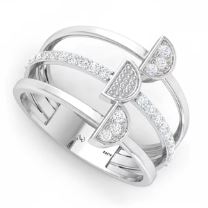 14K Gold & Natural Diamond Women's Luxury Classical Design Ring with 25 <b>Stones</b> Round Brilliant Cut | 0.20Ctw - Product Image 1