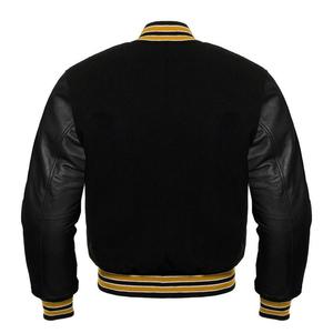 Chaqueta de bombardero con parches de logotipo personalizado, chaqueta universitaria de manga de cuero Bomber de hip hop informal vintage Letternan - Product Image 5