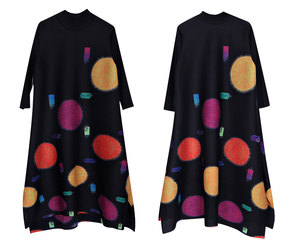 Robe longue noire à motifs de planètes de luxe, collection de design italien KML, best-seller de l'hiver, pour femmes et dames - Product Image 3