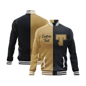 Veste universitaire personnalisée de haute qualité pour hommes avec design de couleur fendue Bomber de texte imprimé cousu personnalisé manteau Letterman - Product Image 4