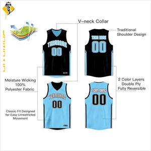 Maillots de basket-ball respirants réversibles grande taille Fabricant pakistanais Vêtements d'équipe double face - Product Image 2