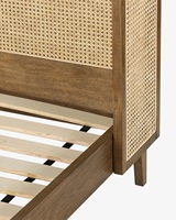 Lit en bois de haute qualité avec tête de lit en rotin naturel canne King and Queen Size Lit d'hôtel à domicile de couleur naturelle moderne et élégant