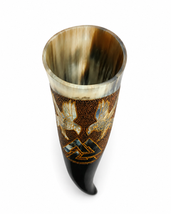 Cuerno Vikingo de Lujo Hecho a Mano de Cuerno de Búfalo, Estilo Nórdico Medieval, Grabado, para Cerveza, Hidromiel, Vino y Decoración de Bar - Product Image 4