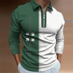 Venta al por mayor de los hombres de moda 100% poliéster Polo camisa de alta calidad Casual de manga larga personalizada Golf Camiseta transpirable de longitud corta - Product Image 4