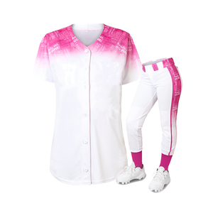 Personalizado en blanco transpirable Jersey Softball uniforme conjunto ropa deportiva de talla grande mujeres al por mayor camisa y pantalones - Product Image 1