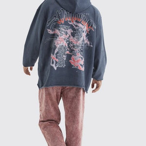 Ropa deportiva OEM personalizada, sudaderas con capucha de mezcla de algodón, sudaderas con dobladillo crudo hechas de poliéster/algodón, fabricante pakistaní - Product Image 2