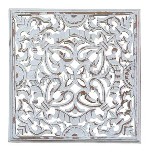 Exportador indio de confianza de color gris antiguo, panel decorativo de pared de MDF tallado a mano de forma cuadrada para una elegancia atemporal - Product Image 5