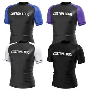 Protection contre les éruptions cutanées à manches courtes pour hommes, entraînement de compression à séchage rapide, vêtements de combat pour MMA Jiu-Jitsu, protection solaire longue durée - Product Image 1