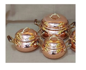 hot selling copper pot <b>Cookware</b> Copper <b>Set</b> Kitchen Metal OEM Packing Double Handle Feature Eco Material Origin Type Shape - Product Image 5