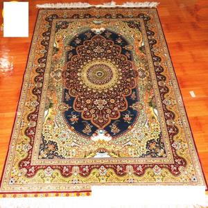 Tapis rectangulaire de luxe style classique en laine et soie pour la maison, la chambre et le salon, lavable - Product Image 4