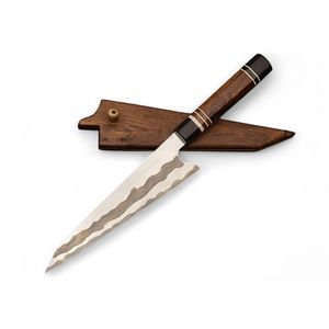Cuchillo de Cocina Hecho a Mano Personalizado, Cuchillo de Chef de Acero Inoxidable, Funda de Madera de Nogal Negro. - Product Image 1