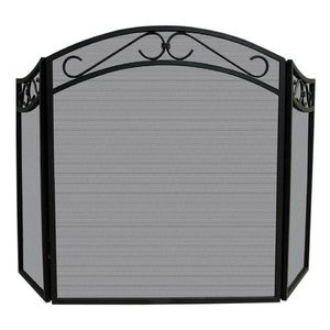 Écran de protection contre le feu en fil de fer métallique noir fini artisanal, petit panneau unique, décoration d'intérieur - Product Image 5