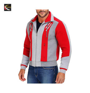 Blouson bombardier élégant en gros avec panneaux rouge et gris chiné Approvisionnement d'usine à bas prix - Product Image 4