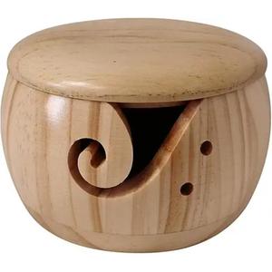 Bol en fil de bois avec couvercle bols au crochet bol porte-fil à tricoter pour crochet et tricot accessoires de crochet faits à la main - Product Image 5