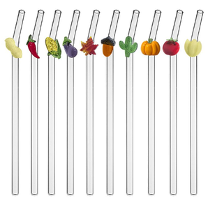 Pailles en verre personnalisées en borosilicate résistant à la chaleur, écologiques, à motifs floraux et fruités, pour cadeaux de mariage, événements et marques - Product Image 4