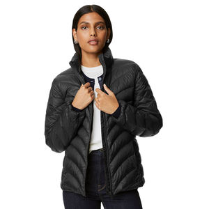 OEM ODM Color negro sólido mujeres Puffer chaqueta transpirable invierno burbuja chaqueta poliéster Forro algodón relleno chaqueta acolchada - Product Image 4