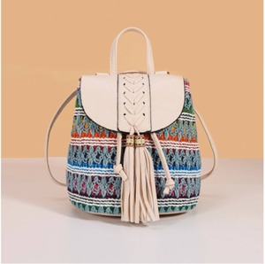 All-Season Bohemian Style Casual Everyday Use Women's <b>Messenger</b> <b>Bag</b> Tassel Backpack Thread Pattern Shoulder Handbag for <b>Ladies</b> - Product Image 1
