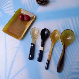 Juego de plato de cuchara de cuerno, nuevo diseño, cuchara de café brillante, plato para servir, vajilla decorativa de Vitrapro - Product Image 1