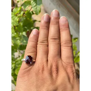 925 <b>Silver</b> Natural Red Garnet <b>Ring</b> with Topaz Fine Jewelry for <b>Men</b> Every Day Wear Platinum Cut Gemstone <b>Ring</b> - Product Image 4