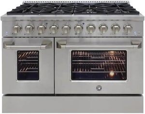 LISTO PARA ENVIAR Horno de Convección de Porcelana de 48 Pulgadas con Doble Horno, 8 Quemadores Sellados con Construcción de Acero Inoxidable, 6.7 Cu. - Product Image 5