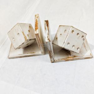 Latest Designed Reclaimed Wooden <b>Book</b> Holder Table Top Decoration Bookend Handmade Dice Look <b>White</b> for Home Decor - Product Image 2