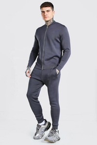 Nuevo Chándal Deportivo Personalizado en Gris Sólido, 100% Poliéster, Chándal de Gimnasio y Pantalones Deportivos de Poliéster Liso al por Mayor, Chándal Deportivo con Cremallera Completa - Product Image 2