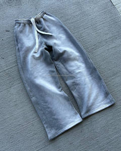 Pantalon de jogging léger personnalisé pour hommes, pantalon de survêtement ample à jambes évasées et empilées, pantalon de survêtement décontracté avec lavage à l'acide et pantalon pour hommes - Product Image 2