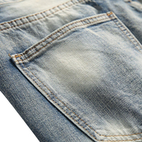 Jean en denim unisexe de haute qualité pour l'été et l'automne 2025, coupe droite, effet déchiré, style vintage, personnalisable OEM