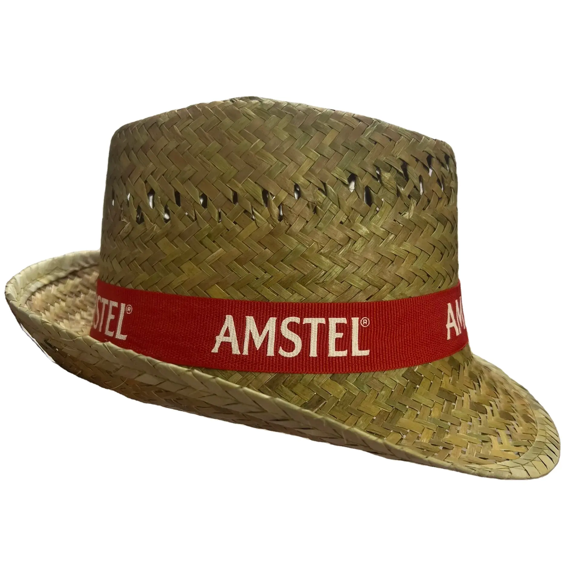 قبعة فيدورا قبعة قصيرة الحافة من القش مع فتحات هوائية
