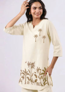 Trendmalls ชุดเสื้อผ้าคอตตอนสำหรับผู้หญิง, เซ็ตเสื้อแขนยาวสามส่วนถักเหนือเข่ากันน้ำแห้งเร็ว (C25) - Product Image 3