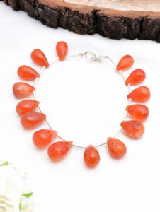 Cuentas de Piedra Preciosa Natural de Cornalina Facetada en Forma de Pera de 8 Pulgadas para la Elaboración de Joyería Fina - Product Image 5