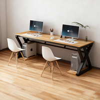 Bureau double Panneau lumineux en bois Bureau d'ordinateur moderne de luxe Bureau de bureau Chambre à coucher Table d'étude simple Table d'écriture Établi