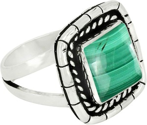 Cabochon de pierres précieuses malachite luxueux fait à la main solide 925 bague en argent Sterling bijoux 925 estampillé bague en argent Sterling bijoux - Product Image 2