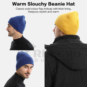 Plain Warm Wool Knitted Beanie Blanks <b>Winter</b> Cashmere Bennie Women <b>Men</b> Knitted <b>Hats</b> with Custom Logo Custom Color in Bulk - Product Image 3
