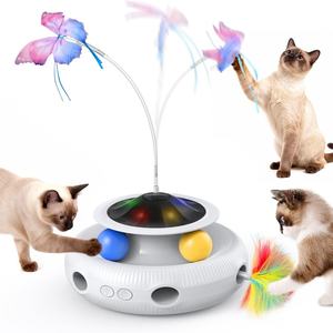 Jouets interactifs automatiques d'intérieur pour chatons avec balles à papillons flottants et <span class=keywords><strong>plumes</strong></span> à effaroucher - Product Image 1