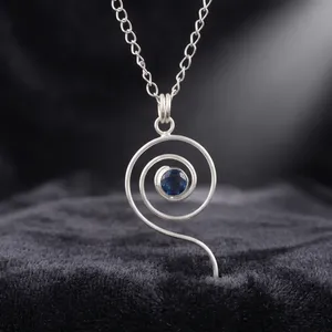 Handmade 925 Sterling Silver Pendant For Unisex For <b>London</b> Blue Topaz Round Cut Brass Statement With Bezel Sett Designer Jewelry - Product Image 1