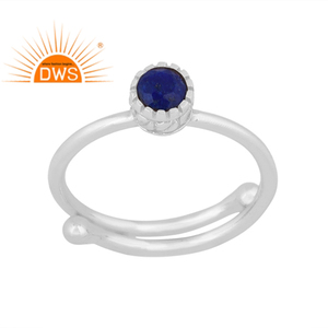 Nouvel arrivage de bagues empilables en argent sterling fin avec pierres précieuses lapis-lazuli naturelles Fabricant de bijoux de créateur - Product Image 1