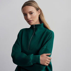 Sweat à capuche oversize en molleton décontracté de haute qualité pour femmes Logo personnalisé Quarter Zip avec col haut Technique lavée de grande taille - Product Image 4