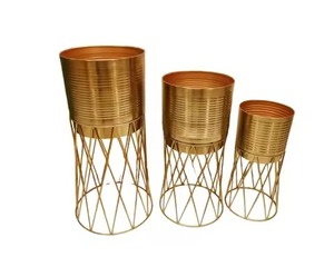 ชุดที่ปลูกต้นไม้พื้นขัดเงาสีทอง3ชิ้นของตกแต่งห้องในร่มที่สวยงามใหม่ - Product Image 2
