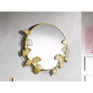 Vintage Design Palm Leaf Wall Mirror Wall <b>Mounted</b> Mirror Highest Quality Metal Round Mirror <b>Frame</b> Wholesale Home Wall Accessory - Product Image 5