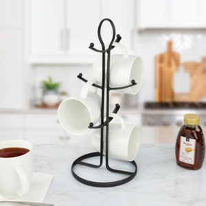 Industrial Metal Mug Rack Stand With Curved Hooks Three Layer Rust Resistant <b>Storage</b> Holder For Kitchen Countertop - Product Image 6