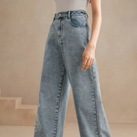 Overall Denim Wanita Model Regular Fit Pinggang Sedang, Desain Stylish Buatan Khusus, Produk Terbaru Grosir Berkualitas Tinggi