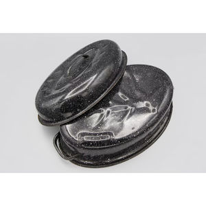 Olla de cazuela de metal de forma ovalada con dos manijas y tapa de color negro para cocinar y servir suministros de utensilios de cocina - Product Image 5