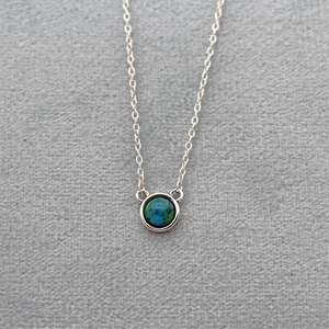 Delicado collar de turquesa en plata de ley colgante de piedras preciosas azules regalo de joyería apilable para mujeres hoy - Product Image 3