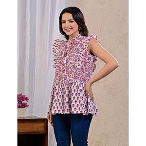 Haut blanc chic à imprimé floral pour femmes, haut chic en popeline de soie tricotée avec décoration en dentelle, taille unique pour l'automne et le printemps - Product Image 4