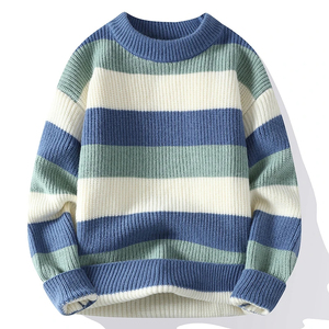 Nouveau 100% laine respirant hommes câble chandails en tricot hiver pull ample col rond à manches longues chandails tricotés personnalisés pour hommes - Product Image 3