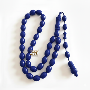 Tasbih élégant en résine bleu ciel fait à la main, perles de prière ovales lisses, finition polie, chapelet islamique Dhikr, usage spirituel quotidien - Product Image 5