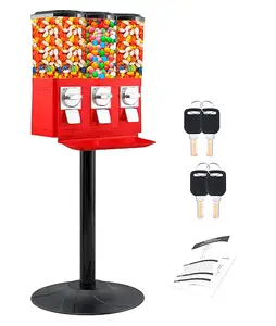 Máquina expendedora comercial de dulces para negocios Dispensador de máquina triple de dulces con 3 monedas extraíbles